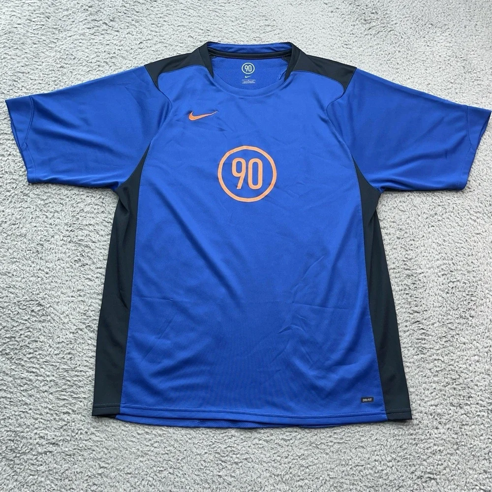 Nike Total 90 Shirt Mens L Blue T90 Soccer Jersey Dri-Fit Tee Vented‎ Athleisure